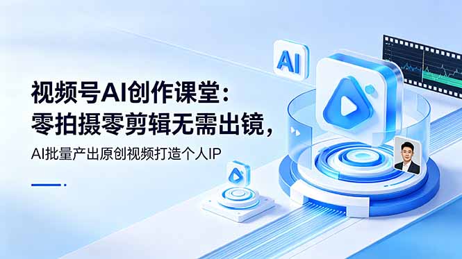 视频号AI创作课堂：零拍摄零剪辑无需出镜，AI批量产出原创视频打造个人IP-鑫梵淘
