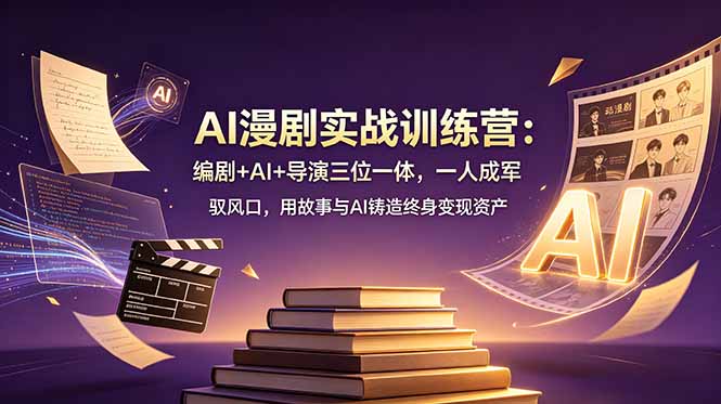 AI漫剧实战训练营：编剧+AI+导演三位一体，一人成军 驭风口，用故事与AI铸造终身变现资产-鑫梵淘