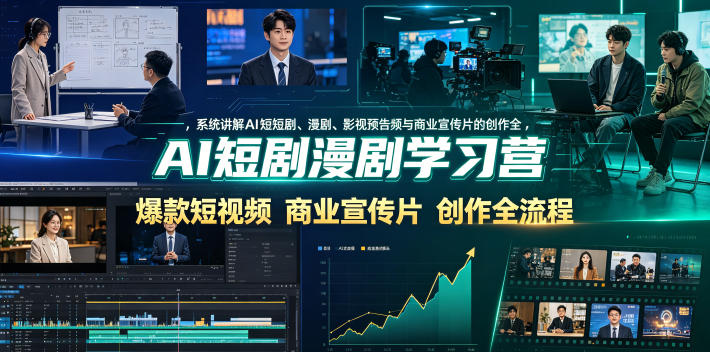 AI短剧漫剧学习营，系统讲解AI短剧、漫剧、影视预告片、爆款短视频与商业宣传片的创作全流程-鑫梵淘