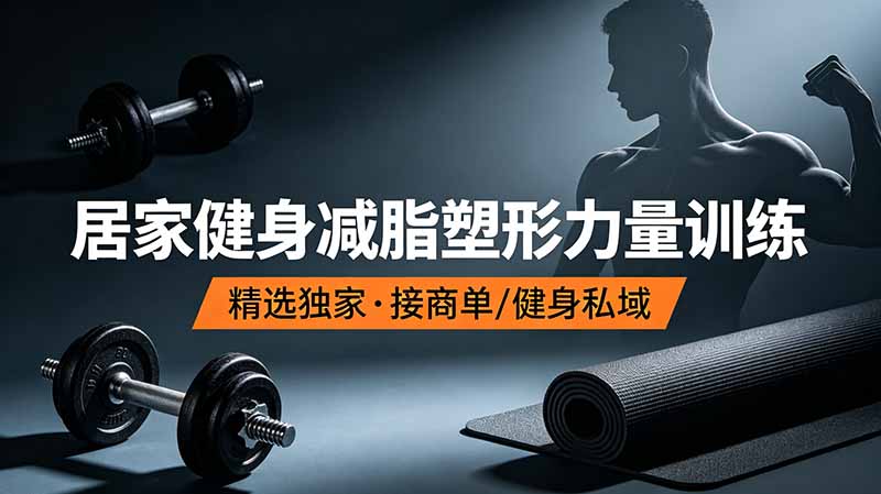 抖音健身热门短视频教学：居家健身减脂塑形力量训练，精选独家，接商单或者健身私域-鑫梵淘