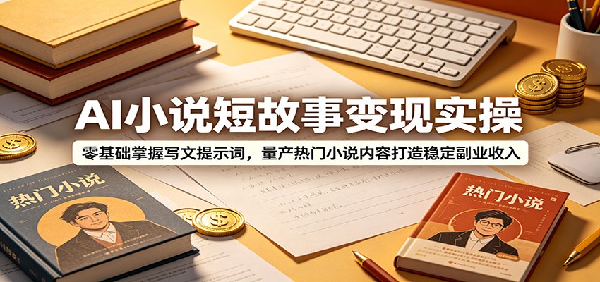 AI小说短故事变现实操：零基础掌握写文提示词，量产热门小说内容打造稳定副业收入-鑫梵淘