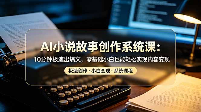 AI小说故事创作系统课：10分钟极速出爆文，零基础小白也能轻松实现内容变现-鑫梵淘