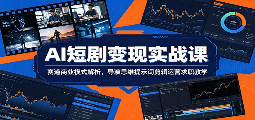 AI短剧变现实战课：赛道商业模式解析，导演思维提示词剪辑运营求职教学-鑫梵淘