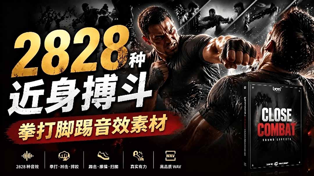 宝藏级别音效！2828种近身搏斗拳打脚踢音效素材，全部中文分类，免解压使用  Close Combat-鑫梵淘