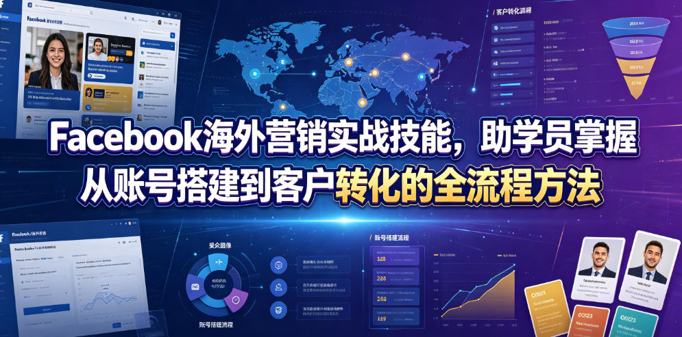Facebook海外营销实战技能，助学员掌握从账号搭建到客户转化的全流程方法-鑫梵淘