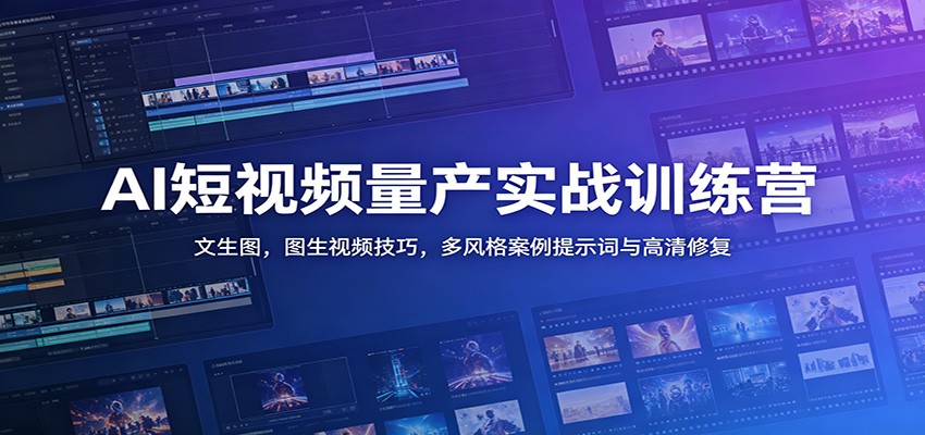 AI短视频量产实战训练营：文生图，图生视频技巧，多风格案例提示词与高清修复-鑫梵淘