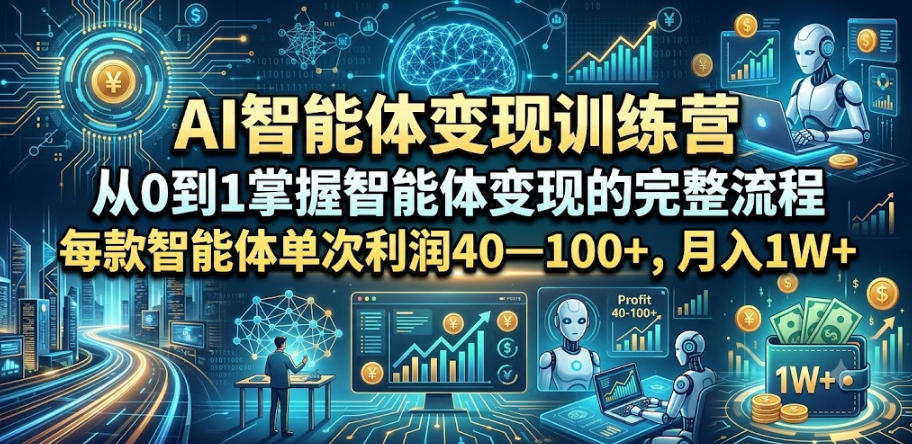 AI智能体变现训练营，从0到1掌握智能体变现的完整流程，每款智能体单次利润40—100+，月入1W+-鑫梵淘