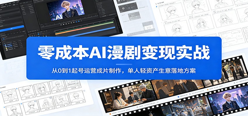 零成本AI漫剧变现实战：从0到1起号运营成片制作，单人轻资产生意落地方案-鑫梵淘