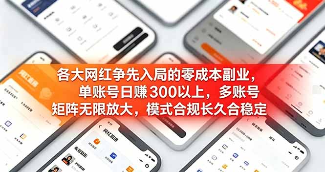 各大网红争先入局的零成本副业，单账号日赚 300 以上，多号矩阵可放大，模式合规长久稳定！-鑫梵淘