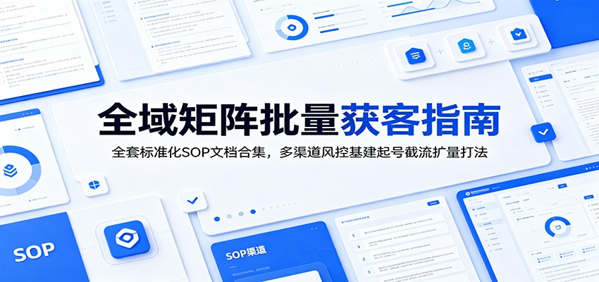 全域矩阵批量获客指南：全套标准化SOP文档合集，多渠道风控基建起号截流扩量打法-鑫梵淘