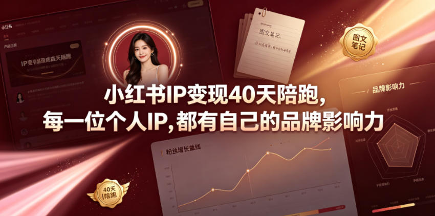 小红书IP变现40天陪跑，每一位个人IP，都有自己的品牌影响力-鑫梵淘