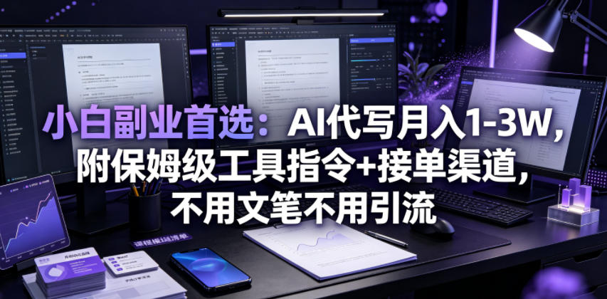 小白副业首选：AI代写月入1-3W，附保姆级工具指令+接单渠道，不用文笔不用引流【揭秘】-鑫梵淘