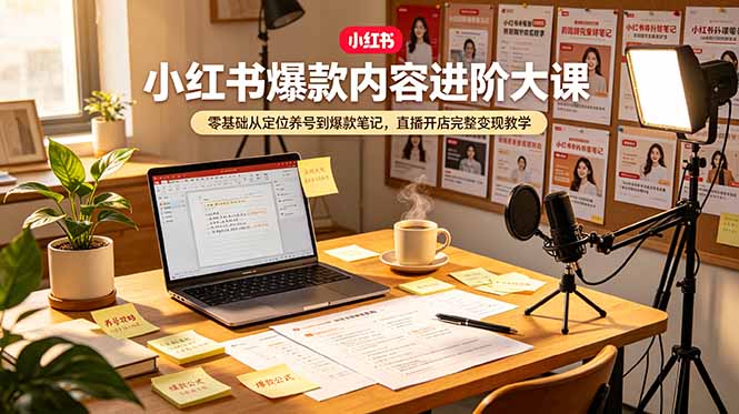 小红书爆款内容进阶大课，零基础从定位养号到爆款笔记，直播开店完整变现教学-鑫梵淘