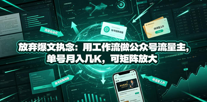 放弃爆文执念：用工作流做公众号流量主，单号月入几K，可矩阵放大-鑫梵淘