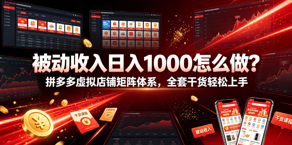 被动收入日入1000怎么做？拼多多虚拟店铺矩阵体系，全套干货轻松上手【揭秘】-鑫梵淘