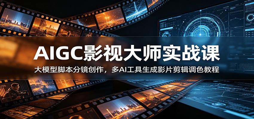 AIGC影视大师实战课：大模型脚本分镜创作，多AI工具生成影片剪辑调色教程-鑫梵淘