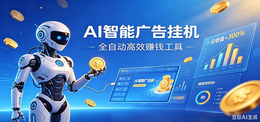AI智能广告挂机，小白轻松上手，在家自动赚收益-鑫梵淘