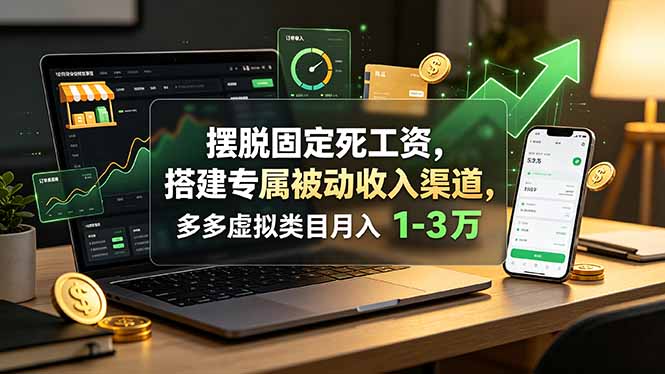 摆脱固定死工资，搭建专属被动收入渠道，多多虚拟类目月入 1-3 万-鑫梵淘