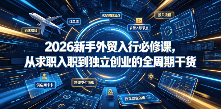 2026新手外贸入行必修课，从求职入职到独立创业的全周期干货-鑫梵淘
