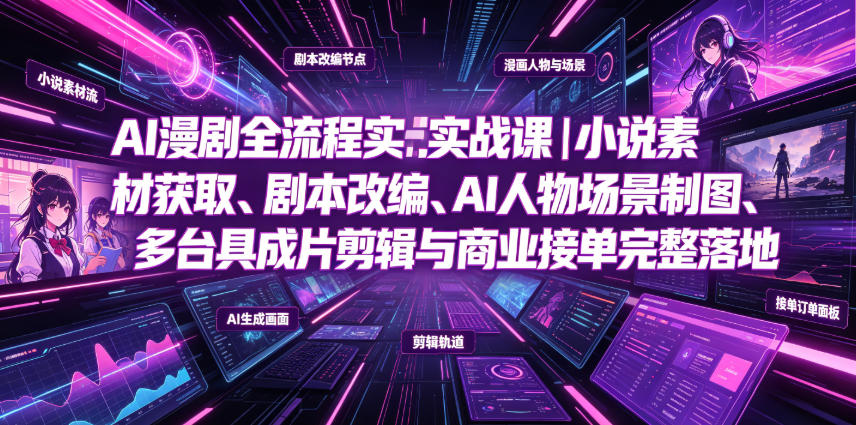 AI漫剧全流程实战课｜小说素材获取、剧本改编、AI人物场景制图、多工具成片剪辑、平台付费变现与商业接单完整落地-鑫梵淘
