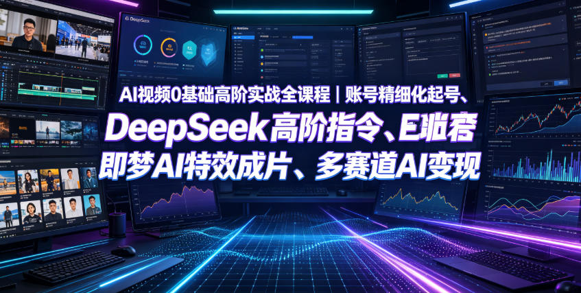 AI视频0基础高阶实战全课程｜账号精细化起号、DeepSeek高阶指令、即梦AI特效成片、多赛道AI短视频量产变现-鑫梵淘