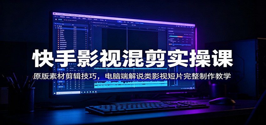 快手影视混剪实操课：原版素材剪辑技巧，电脑端解说类影视短片完整制作教学-鑫梵淘