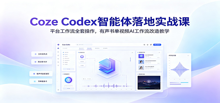 Coze Codex智能体落地实战课：平台工作流全套操作，有声书单视频AI工作流改造教学-鑫梵淘