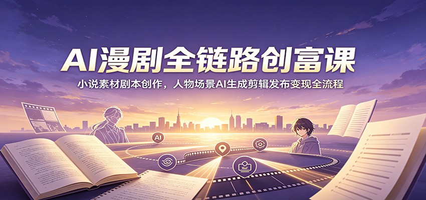 AI漫剧全链路创富课：小说素材剧本创作，人物场景AI生成剪辑发布变现全流程-鑫梵淘