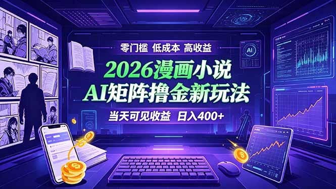 爆款小说漫画大阅读    ai矩阵操作    当天可见收益  日入400+    零门槛    高收益-鑫梵淘