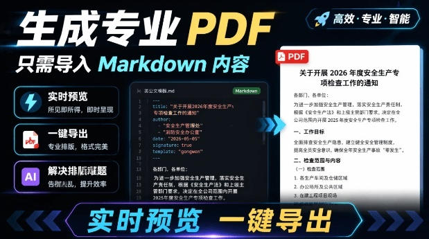 只需导入Markdown内容，实时预览一键导出专业PDF！轻松解决AI生成内容排版问题Presto-鑫梵淘