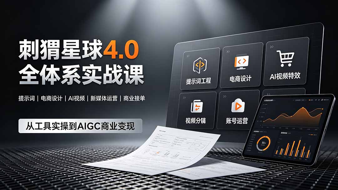刺猬星球4.0全体系实战课，覆盖提示词工程、电商设计、AI视频特效与新媒体运营，一站式掌握AIGC商业核心技能-鑫梵淘