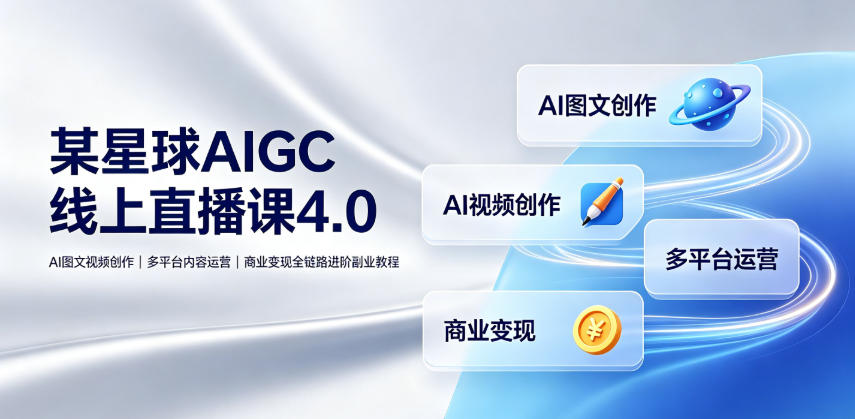 某星球AIGC线上直播课4.0｜AI图文视频创作、多平台内容运营、商业变现全链路进阶副业教程-鑫梵淘