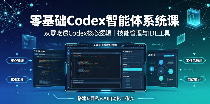 零基础Codex智能体系统课｜从零吃透Codex核心逻辑、技能管理与IDE工具，搭建专属私人AI自动化工作流-鑫梵淘