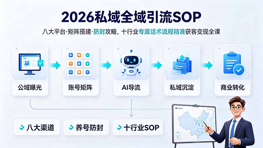 2026私域全域引流SOP｜八大平台·矩阵搭建·防封攻略，十行业专属话术流程精准获客变现全课-鑫梵淘