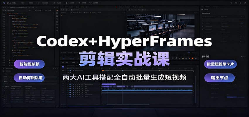 Codex+HyperFrames剪辑实战课：两大AI工具搭配全自动批量生成短视频-鑫梵淘