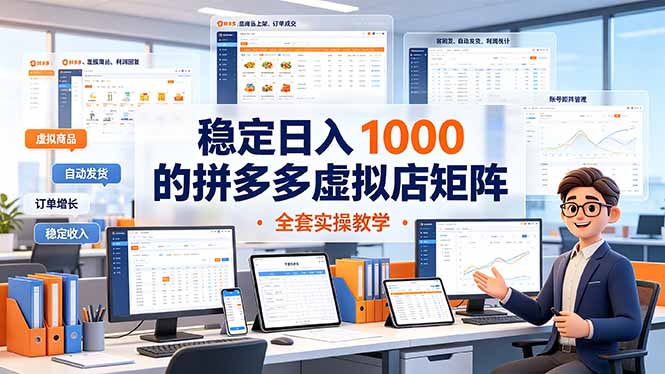 稳定日入 1000 的拼多多虚拟店矩阵，全套实操教学-鑫梵淘