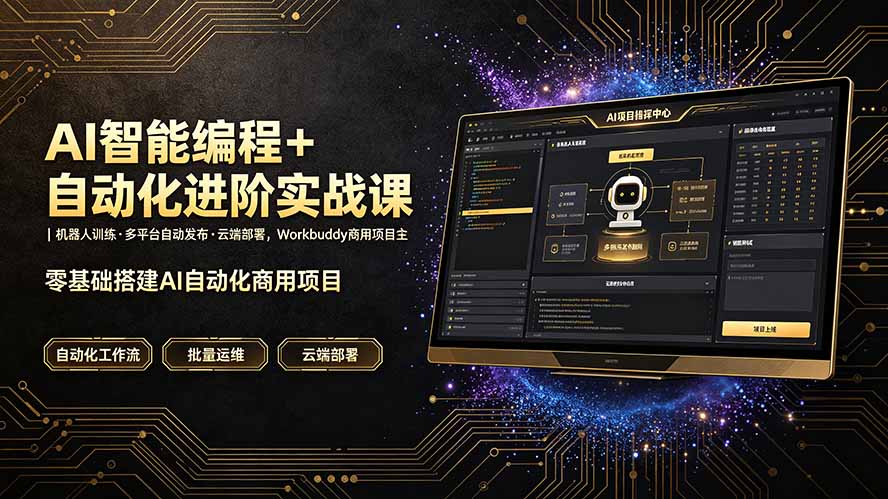 AI智能编程+自动化进阶实战课｜机器人训练·多平台自动发布·云端部署，Workbuddy商用项目全流程教学-鑫梵淘