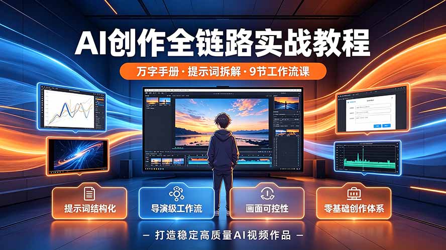 AI创作全链路实战教程｜万字手册·提示词拆解·9节工作流课，打造稳定高质量AI视频作品-鑫梵淘