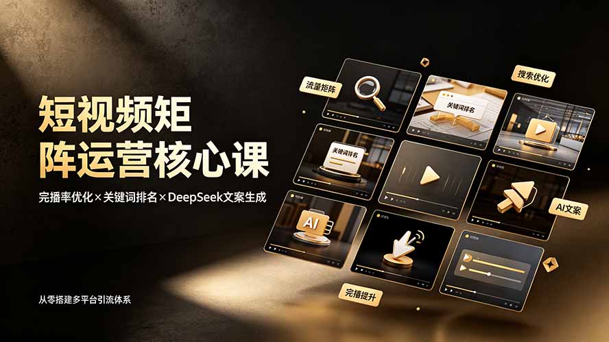 短视频矩阵运营核心课：完播率优化×关键词排名×DeepSeek文案生成，从零搭建多平台引流体系-鑫梵淘