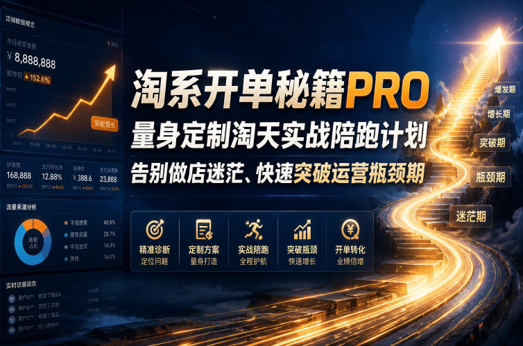 淘系开单秘籍PRO，量身定制淘天实战陪跑计划，告别做店迷茫、快速突破运营瓶颈期(20260709)-鑫梵淘