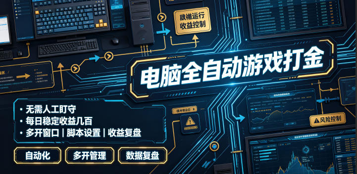 电脑全自动游戏打金，无需人工盯守，每日稳定收益几百！【揭秘】-鑫梵淘