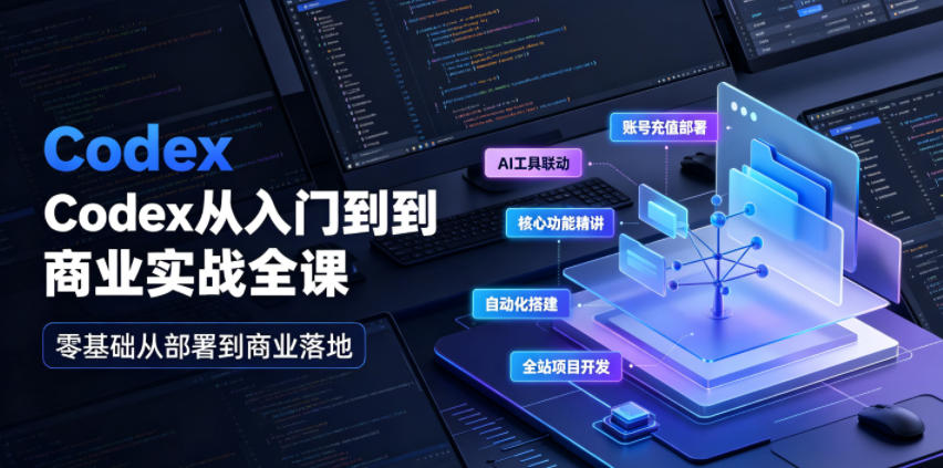 Codex从入门到商业实战全课｜账号充值部署、AI工具联动、核心功能精讲、自动化搭建、全站项目开发零基础教程-鑫梵淘