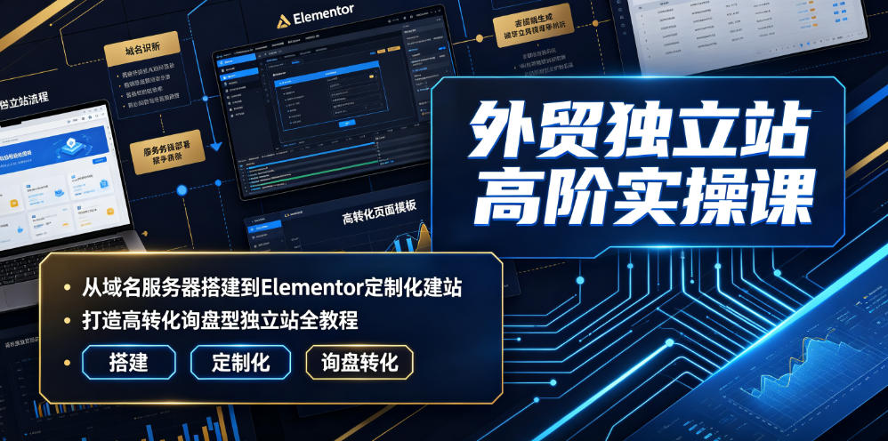 外贸独立站高阶实操课｜从域名服务器搭建到Elementor定制化建站，打造高转化询盘型独立站全教程-鑫梵淘