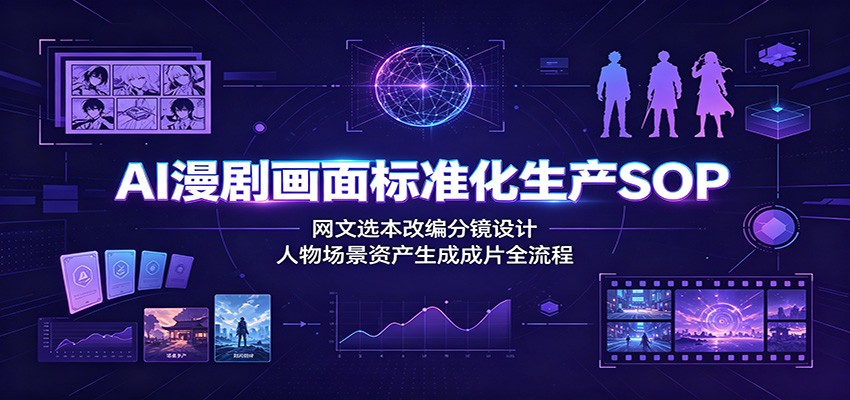 AI漫剧画面标准化生产SOP：网文选本改编分镜设计，人物场景资产生成成片全流程-鑫梵淘