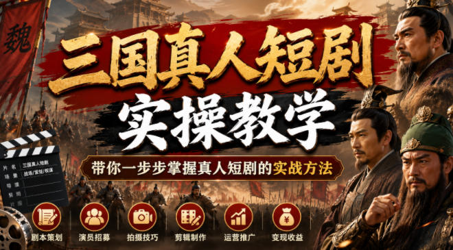 三国真人短剧实操教学，带你一步步掌握真人短剧的实战方法-鑫梵淘