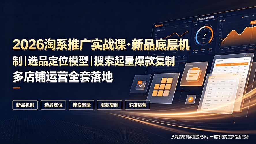2026淘系推广实战课·新品底层机制｜选品定位模型｜搜索起量爆款复制多店铺运营全套落地教程-鑫梵淘