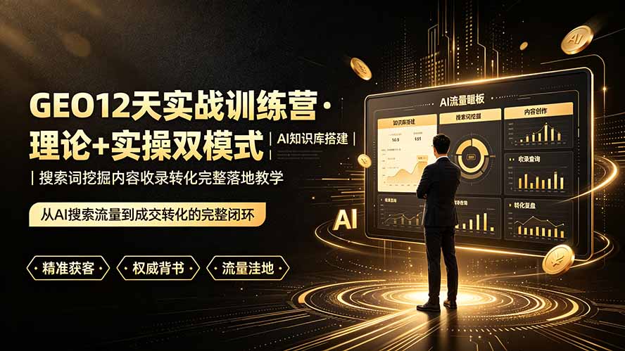 GEO12天实战训练营·理论+实操双模式｜AI知识库搭建｜搜索词挖掘内容收录转化完整落地教学-鑫梵淘