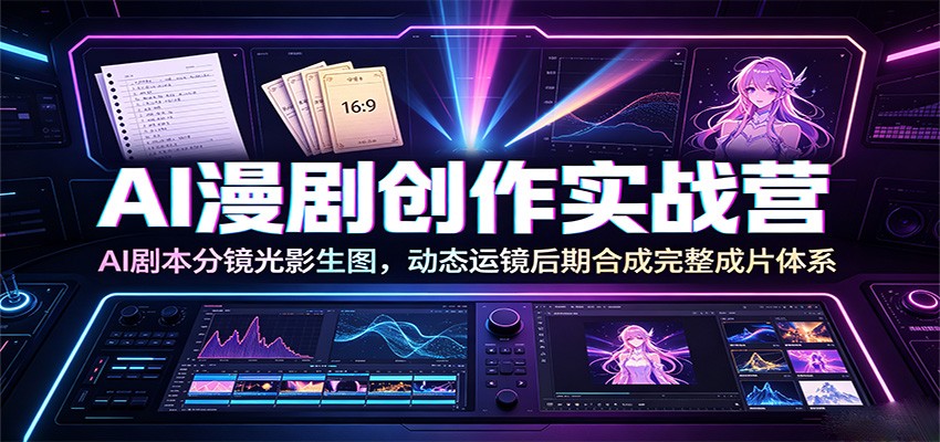 AI漫剧创作实战营：AI剧本分镜光影生图，动态运镜后期合成完整成片体系-鑫梵淘