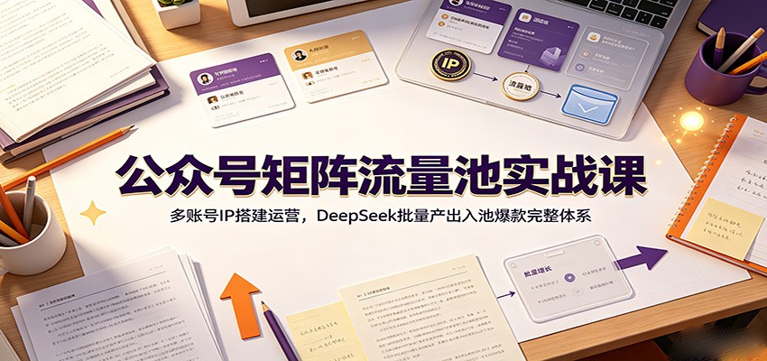 公众号矩阵流量池实战课：多账号IP搭建运营，DeepSeek批量产出入池爆款完整体系-鑫梵淘