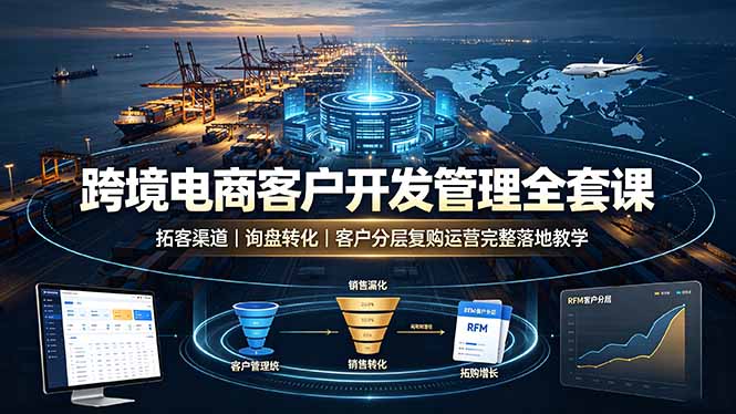 跨境电商客户开发管理全套课·拓客渠道｜询盘转化｜客户分层复购运营完整落地教学-鑫梵淘